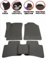 Комплект ковриков EVA/ЭВА для Lada Vesta (Лада Веста), 2015-2022 гг, с 3Д лапой, без разреза, серые соты с темно серым кантом