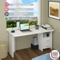 Стол компьютерный Мэрдэс СКЛ-Прям160Р БЕ Белый, с тумбой, скругленные углы, 160 х 60 х 77 см