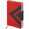 Ежедневник недатированный А5 Brauberg Waves (160 листов) обложка под кожу, красный/черный (111874), 30шт.