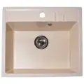 Мойка для кухни мраморная GranAlliance 550х490 бежевая матовая без сифона