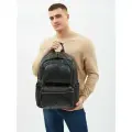 Рюкзак городской PouchMan, мужской, натуральная кожа, большой, для ноутбука, 20 л, 33х42х15 см, черный