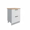Кухонный шкаф напольный, без столешницы, с ящиками, СК2 600, Кухня Ройс, Серый / Белый софт