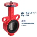 Затвор дисковый поворотный межфланцевый Архимед голый шток ДУ65 РУ16 чугунный, диск нержавеющая сталь AZ331-065-16-N