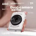 Aigo E3 Student Digital Camera, Compact Camera for Girls, High-Definition for Campus, Travel, Birthday Gift, Affordable Alternative to CCD, Dual Rear Cameras for Selfies, 64GB White