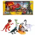 Игровой набор Junfa Мир динозавров (2 больших динозавра, маленький динозавр, 2 фигурки человека, лодка, акссесуары)