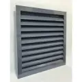 Решетка наружная вентиляционная 500х500 жалюзийная встраиваемая металлическая, темно-серая, оцинкованная