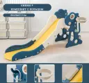Детская горка с динозавром, складная, многофункциональная, синяя + комплект с кольцом