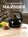Чайник со свистком для газовой плиты 2,5 литра, Лысьвенские эмали, чайник эмалированный