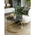 Столик журнальный круглый. Лофт. Черный мрамор/золото