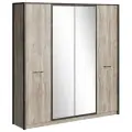 Коллекция Клео Шкаф 4х ст. Дуб Юкон/Ателье темное (для одежды, распашной, в прихожую, в спальню, в детскую, с зеркалом)