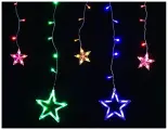 Электрогирлянда бахрома Звёздное настроение, 138 разноцветных LED-ламп, 2х1 м, контроллер, прозрачный провод PVC, SNOWHOUSE