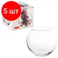 Комплект 5 шт, Ваза Flora, круглая, высота 10 см, стекло, PASABAHCE, 43417