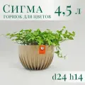 Горшок для цветов Сигма 4,5 л, d24 h14см пластиковый с вкладкой, фраппе