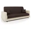 Диван-книжка Мелодия 120х190 см, прямой, раскладной, с подушками, рогожка шоколад и экокожа беж