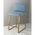Барный стул визажиста голубой/золото Johny Wood, для салона и домашнего использования на металлическом основании