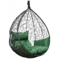 Подвесное кресло кокон Laura Outdoor SEVILLA черное + зеленая подушка (без стойки)