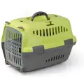 Переноска ZOOexpress Турне для кошек и собак мелких пород, прозрачная пластиковая дверца, 42х29х29,5 см (S), зеленый
