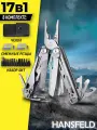 Мультитул HANSFELD 17 инструментов, тактический, походный, туристический, с набором бит и чехлом