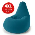 Кресло мешок Bean Joy, пуфик мешок, бескаркасное кресло, размер 4XL, мебельный велюр, глубокая бирюза