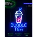 Неоновая светодиодная вывеска на стену, настенная неоновая лампа Bubble tea для кафе и магазина, 35 х 51 см.
