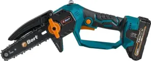 Аккумуляторная пила Bort BKS-216-Li 93418279 (с 2-мя АКБ, кейс), бытовая, 0.7 кВт, шаг цепи 1/4 дюйма, шина 15 см