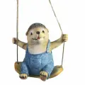 Фигурка ЕЖИК НА КАЧЕЛЯХ декоративная сувенирная подвесная на веревке для дома и сада 14*21*19 см 713942/F777