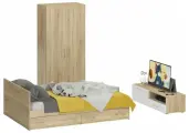Спальня Стандарт № 3 Стандарт с кроватью 1400 с ящиками, цвет дуб сонома, спальное место 1400х2000 мм, без матраса, основание есть