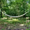 Гамак 345х130 см. Канат хлопок диаметр 7 мм. Без узловое плетение. Одноместный.