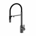 Смеситель для кухни с гибким изливом Paulmark MAGNETO ONE вороненая сталь, с подключением фильтра питьевой воды, Ma213188-GM