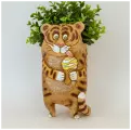 Авторское керамическое кашпо для цветов ручной работы, Тигр с мороженым на ножках