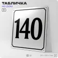 Адресная табличка с номером дома 140, на фасад и забор, белая, Айдентика Технолоджи