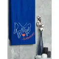 Полотенце махровое BIO-TEXTILES 70*140 с вышивкой любимому темно-синее для мужчины мужу папе брату сыну банное в подарок 100% хлопок подарок на 14 февраля Святое Валентина для парочек