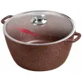 Кастрюля антипригарная литая 7,0л стеклянная крышка Шоколад ТМ Горница