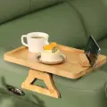 Складной бамбуковый столик на подлокотник дивана / Деревянный поднос для дивана, кресла / Накладка на подлокотник