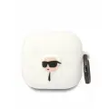 Lagerfeld для Airpods 4 чехол Silicone case with ring NFT 3D Karl White