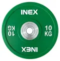 Олимпийский диск в уретане INEX PU Bumper Plate 10 кг, зеленый/белый