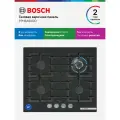Bosch Газовая варочная панель PPH6A6I40O, Серия 6, 11.5 кВт, 4 конфорки, 9 режимов, электроподжиг, газ-контроль, черная