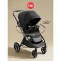 Коляска прогулочная детская Happy Baby Luna 360, реверсивный блок 360 градусов, глубокий черный