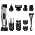 Набор 10 в 1 триммер аккумуляторный Braun MGK7920TS для бороды усов и носа/ушей, насадки для бритья, станок Gillette