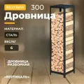 Дровница Везувий Вертикаль 300, напольная, разборная, сталь, черная, хай-тек, 115x30x30см