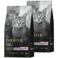 PREMIER LOW GRAIN CAT ADULT SALMON & TURKEY низкозерновой для взрослых кошек с лососем и индейкой (0,4 + 0,4 кг)