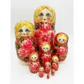 Матрешка деревянная детская развивающая игрушка традиционная хохлома 10 мест 24,5 см Орнамент