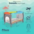 Манеж детский, кроватка Pituso Granada, 2 в 1, двухуровневая складная с лазом на молнии, серый