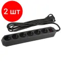 Комплект 2 штук, Сетевой фильтр ЭРА 3м 6 розеток, черный (USF-6es-3m-B-BOX)