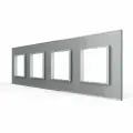 Рамка для розетки 4 поста, цвет серый, стекло LIVOLO ORIGINAL