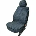 Накидки-чехлы для Мерседес-Бенц ЦЛ-класс АМГ (2002 - 2006) купе-хардтоп / Mercedes-Benz CL-Class AMG на передние сиденья Luxe VB, Велюр, Черный с синей строчкой.