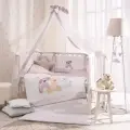Perina Три друга 7 предметов для кроватки 60х120см, бортик со съемными чехлами, балдахин, пододеяльник на молнии