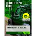 Дефлектор окон (накладной скотч 3М) 4 шт. для HYUNDAI SANTA FE II 2005-2012 кроссовер / Хендай Санта Фе