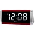Будильник электронный сетевой светящийся белым светом гранат С-1812-Р(бел) размер 21,5х9 см