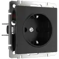 Розетка Werkel W1171008, с заземлением, встраиваемый монтаж, IP20, черная матовая